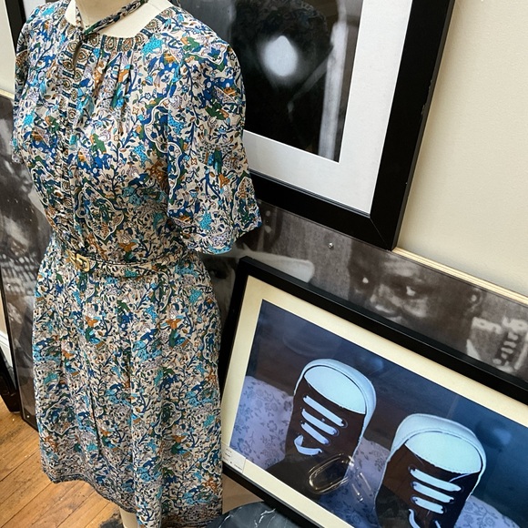 60s sky blue Turkish horseman oriental design a line short sleeve doll dress - Picture 7 of 16